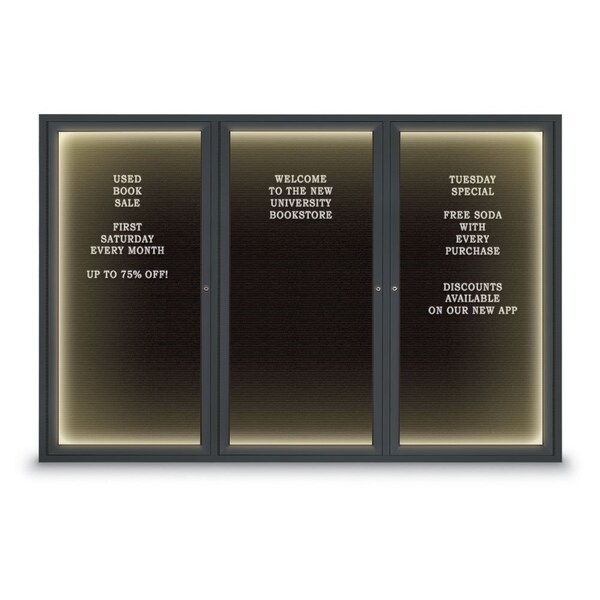 Indoor Enclosed Combo Board, 42"x32", Black Frame/Black Porc & Burgundy